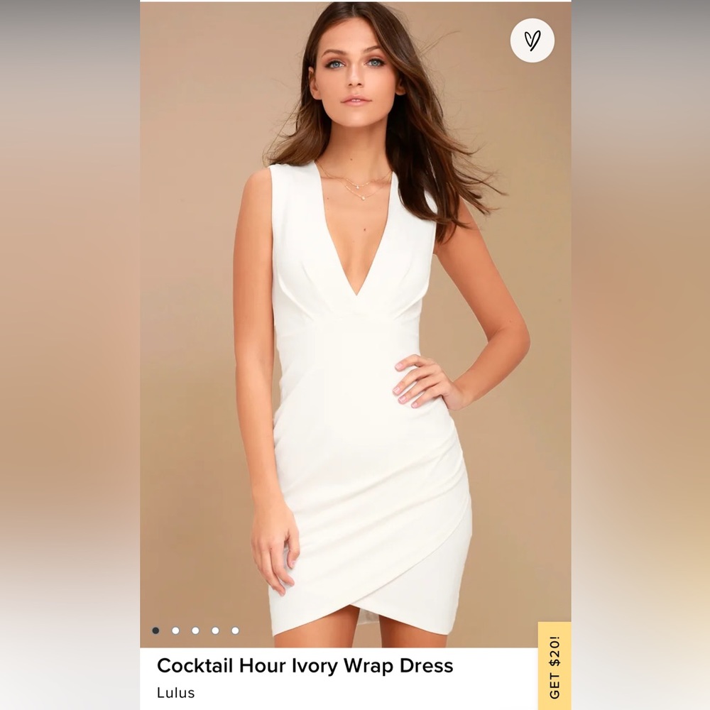 Lulus Cocktail Hour Ivory Wrap Dress